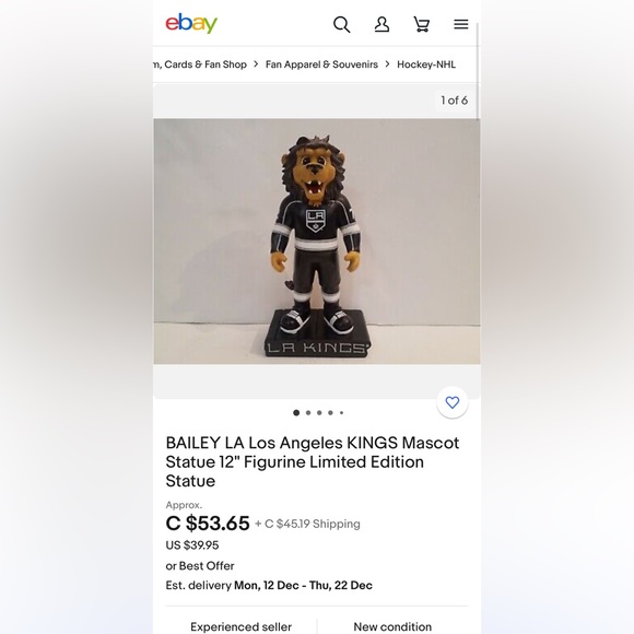 LA KINGS “BAILEY” MASCOT STATUE NHL - Picture 6 of 7